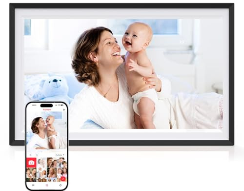 Digital Picture Frame,15.6 Inch Large Frameo Digital Photo Frame WiFi, 32GB,1920 * 1080 IPS HD Touch Screen,Tabletop&Wall-Mounted,Digital Frame Share Photos and Videos via Frameo App