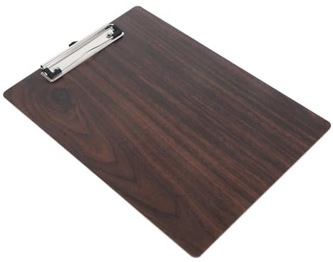 Tavoletta portablocco in legno, leggera, portatile, con clip, robusta finitura in noce, formato A3, per aule e ufficio