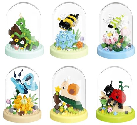 Pilikoll 6-teiliges Buquet-Set, Insekten-Blumenstrauß, mit Staubabdeckung, Bau, Blumen, Insekten, Bau, Blumenstrauß, für Erwachsene und Kinder