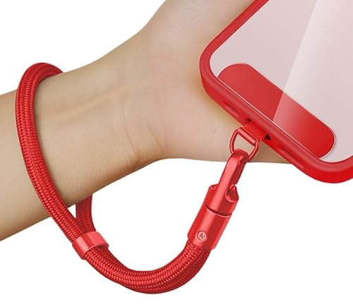 newplenty Correa de teléfono corta universal, ajustables, llavero, correa de mano, cinturón para el teléfono, muñeca, correa de teléfono, antipérdida con parche ultradelgado, rojo, Talla única