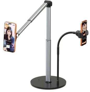 Mistriddle Kraftigt overhead-mobilstativ i aluminium för inspelning, justerbart iPhone-stativ för toppbilder, stabilt för matlagning/pyssel/film/målning – perfekt för kreatörer (Blandning)