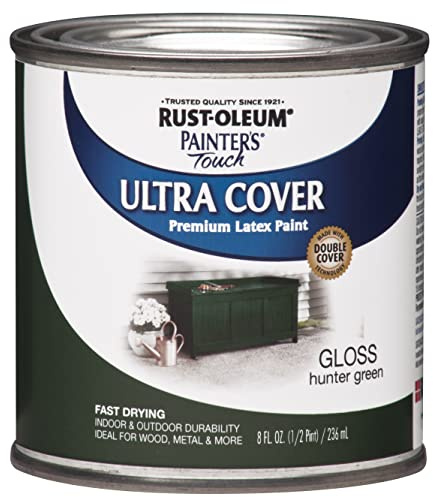 Rust-Oleum 1938730 Painter's Touch Latex Paint, Half Pint, Gloss Hunter Green