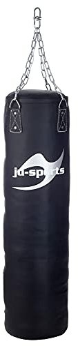 Ju-Sports Boxsack hängend Ø 35cm I Boxsack gefüllt aus Kunstleder für das Box Training I Sehr stabil mit Kette + Drehwirbel, Kette verdreht Sich Nicht I Größe: 150 cm