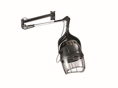 CASCO PARRUCCHIERE PROFESSIONALE DA MURO CON BRACCIO A PARETE 1200 WATT BIANCO O NERO (NERO 402-062)