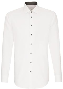 Chemise business Seidensticker pour homme - Coupe extra slim - Infroissable - Col Kent - Manches longues - Patch - 100 % coton