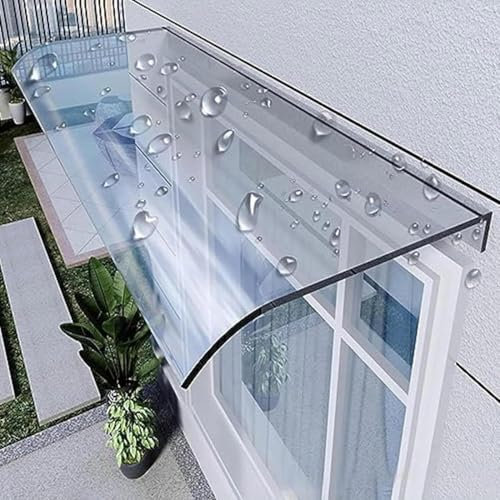 XRDSHY Vordach für Haustür, Glas, Polycarbonat- Überdachung Haustür, Pultvordach Transparent 3,5mm Dick, für Draußen Haus Balkon Garage Fenster, 50x120cm/19.69''x47.24''