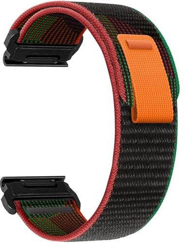 ZoRoll 22mm QuickFit Bracelet pour Garmin Fenix 8 pro 47mm/8/7 Pro/7/6 Pro/6/5 Plus, Souple Élastique Nylon Bracelets pour Garmin Tactix 8 47mm/Descent/Epix/Approach S70/Forerunner 965 - Vert Noir
