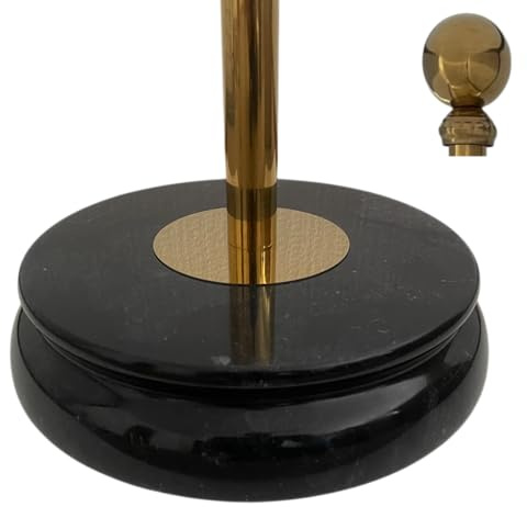 Base in marmo nero e asta bandiera, altezza 3,0 m. Asta portabandiera telescopica in acciaio inox - dorata lucido