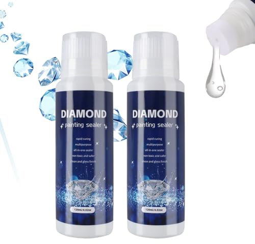 Diamond Painting Versiegelung, 2 Stück Transparente Kleber, Zubehör Hochglanz Schnell Trocknend Mit Schwammkopf Zum Glitzereffekt Und Schutz Von Diamanten (240 Ml)1