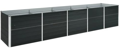 Myheimly Hochbeet Pflanzkübel Pflanzbeet Gemüsebeet Gartenbeet Frühbeet Blumenkasten Pflanzkasten Garten Verzinkter Stahl Anthrazit 400 x 80 x 77 cm