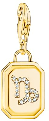 THOMAS SABO Charm-Anhänger Sternzeichen Steinbock mit Steinen vergoldet 925 Sterlingsilber, 750 Gelbgold Vergoldung