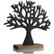 com-four® Deko-Aufsteller Baum - Metall-Baum auf Mangoholz-Sockel - Deko-Baum aus Metall zum Hinstellen - Lebensbaum zum Verschenken (schwarz - Baum)
