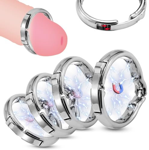 BDSMAGE Ensemble d'Anneaux Péniens en Métal 4 Tailles, Anneau Pénien Réglable Anneau Testiculaire pour Retarder l'éjaculation Sextoys Adultes pour Hommes