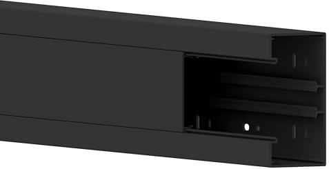 Habengut Canal de Parapet (avec Trou de Montage) 130 x 60 mm, en PVC, Longueur 1 m, Noir