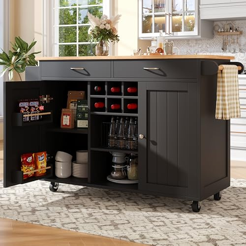 Kelodan Moderna isla de cocina, 102 x 45 x 92 cm, armario de cocina, armario buffet, carro comedor con vetas de madera, armario buffet, mesa de comedor multifuncional con espacio de almacenamiento