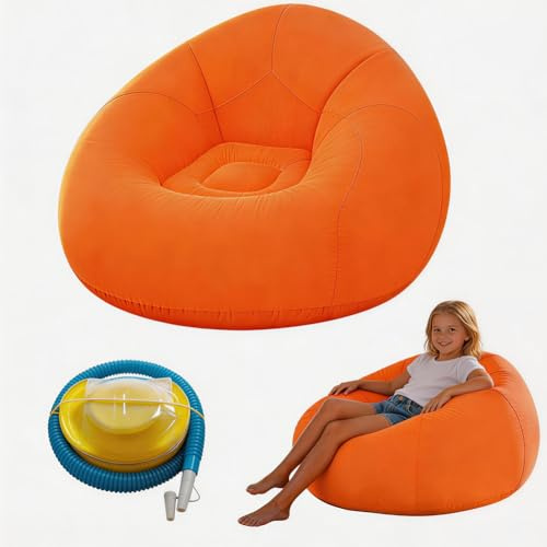 JJZENKD Pouf gonfiabile, sedia gonfiabile, divano, pouf gonfiabile, poltrona gonfiabile per soggiorno, camera da letto, giardino, campeggio (arancione)