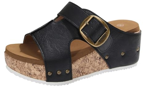 Générique Comfortable Beach Sandal - Wide Feet Wedge Sandals Women Shoes Open Toe Bare Feet Platform Sandal With Buckle Breathable Casual Chic Sandalette