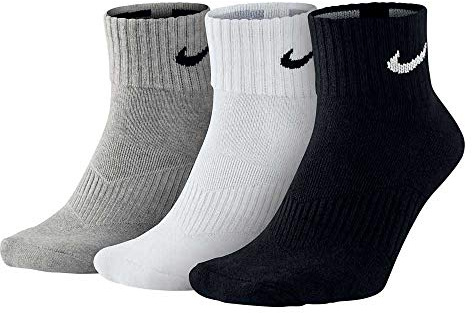 Nike - Cushion Quarter Chaussettes - Mixte adulte - lot de 3 - Multicolore (Grey Heather/Blanc/Noir) - 38-42 EU (5-8 UK)