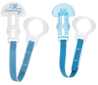 MAM Universal Pacifier Clip (2 Pack) – Baby Pacifier Holder Strap with One Hand Sliding Clip, Fits All Pacifiers & Teethers, Soft Ribbon Strap, Secure Binky Clip for Babies, BPA Free