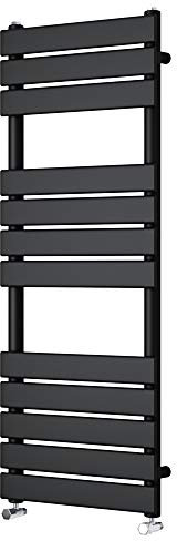 NRG Contemporary Flat Panel Bathroom Heated Towel Rail Radiator Rad Warmer for Living Room and Kitchen - 1200 x 450 Black