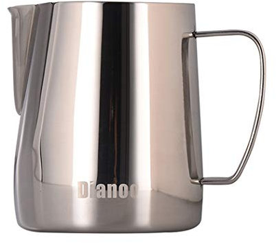 Dianoo Lanciatore Di Latte In Acciaio Inox Schiumare La Brocca Tazza Latte Art Per Caffè Espresso Cappuccino 350ML
