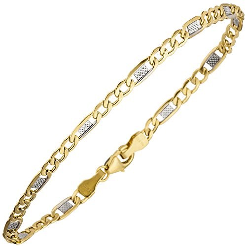 Jobo Damen Steg-Panzer-Armband aus 8 Karat 333 Gold Bicolor 3,7 mm 19 cm