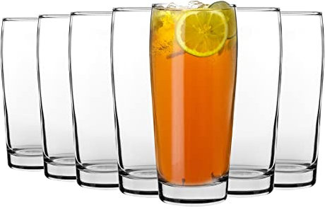 LAV 6x Clear 370ml Bardi Classic Beer Glasses - Small Lager Ale Cider Pilsner Drinking Half Pint Glass Pub Cup Set