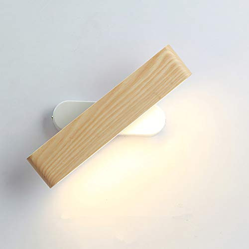 Martll Applique LED, Lampada da parete Interno in Legno 360° Girevole per Soggiorno Camera da letto Corridoio Bianca Calda (28cm)