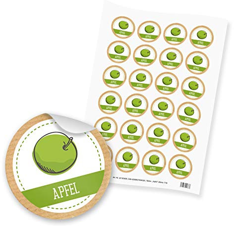 itenga 24x Sticker Aufkleber Apfel Marmelade Konfitüre Likör Etikett für Einmachgläser Weckgläser