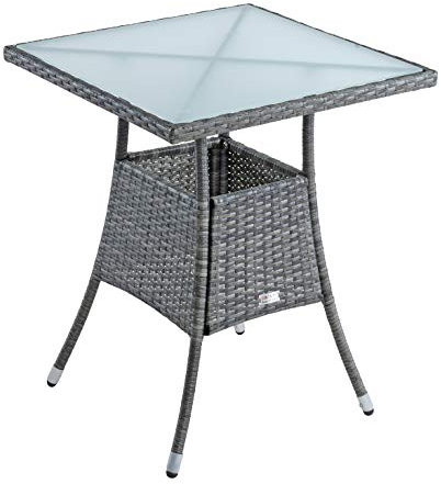 ESTEXO Polyrattan Gartentisch Beistelltisch Rattan Tisch Balkontisch Gartenmöbel Terrassentisch 60x60 cm (Anthrazit-Grau)