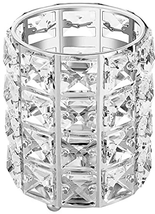 Tiardey Crystal Makeup Brush Holder Organizador Cejas Peine Cepillos Pluma Lápiz Vaso Contenedor Organizador de Almacenamiento de cosméticos (Plata)