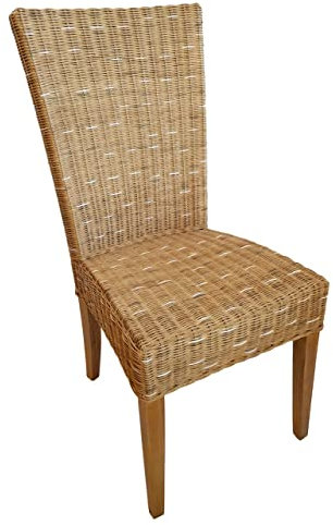 kreatives Wohnen Esszimmer Rattanstuhl Wintergarten Stuhl Korbstuhl Cardine Cappuccino Natur ohne Sitzkissen, Holz, Extra breit