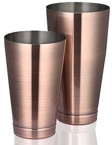 ETENS Boston Cocktail Shaker Antique Copper, Cocktail Shaker Tins Weighted, Bar Shaker Set Bartender Shakers for Bartending - Martini Shaker Stainless Steel Drink Mixer | Bar Tools Metal Shaking Tin
