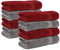 Komfortec 8er Handtücher 50x100 cm Set aus 100% Baumwolle, Frottee, Weich, Anthrazit Grau/Aurorarot