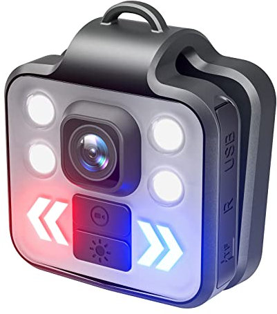 Zunate Caméra corporelle 1080p Mini caméra de sport de plein air, caméra 1080p portée par le corps, enregistreur vidéo, 3 modes LED, lampe frontale IP65, autonomie de la batterie 4-6 heures (noir)