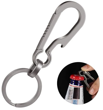 Ouligay Mousqueton en titane - Décapsuleur - Porte-clés - Multifonctionnel - Pour homme et femme