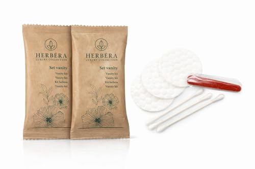 Vanity Kit set Linea Natura in flow pack contiene: 3 dischetti struccanti di cotone, 1 lima per inghie e 2 cotton fioc- LINEA CORTESIA HTEL B&B casa vacanza