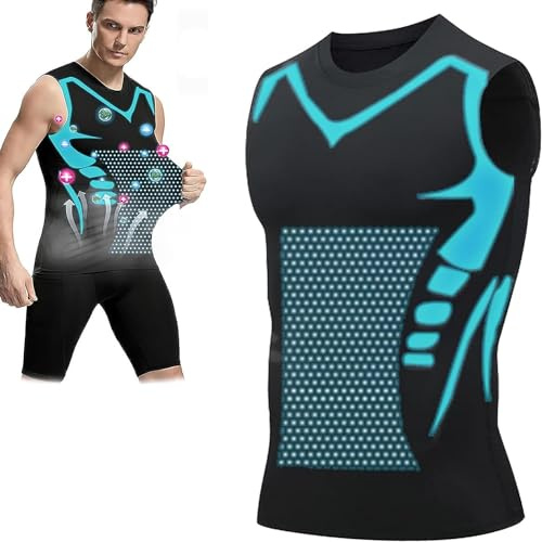 Chaleco de Moldeo Iónico, Nueva Versión Top de Compresión para Hombres, Chaleco de Moldeo Corporal de Compresión, Top de Compresión para Hombres para Construir un Cuerpo Perfecto, Negro, 3XL