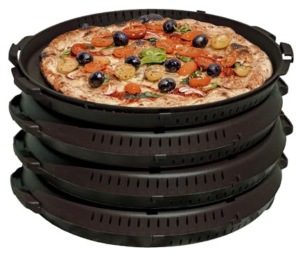 PIZZycle Mehrweg Pizzabox Original | Wiederverwendbare Pizza-Aufbewahrungsbox mit Deckel, stapelbar & nachhaltig - 4er-Set, für Pizza bis 33 cm (Truffle)