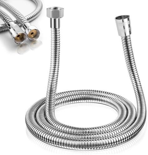 Brauseschlauch 150cmSchlauch Dusche,Shower Hose,Dusche Schlauch,Duschkopfschläuche,Duschschlauch 1.5m,Badezimmer Flexible Duschschlauch,Dusch Schlauch mit 2 Unterlegscheiben für Badarmaturen Chrom