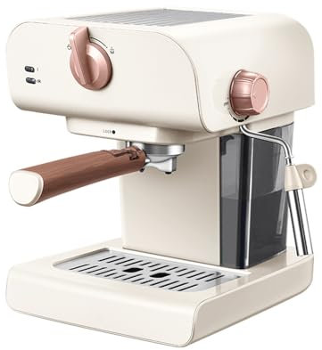 YIWENG Cafeteras espresso para el hogar Cafetera espresso de acero inoxidable de 20 bares con espumador de leche Varita de vapor Tanque de agua extraíble de 0,8 l 850 W 92 grados Celsius Cafetera