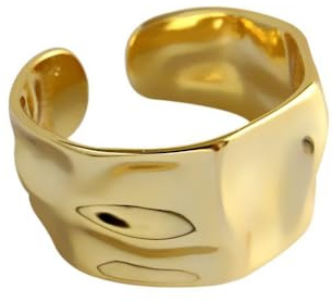 Irregular Chunky Open Band Rings for Women Girls Men Unisex Thick Geometry Wide Fashion Thumb Knuckle Finger Cuff Ring Adjustable Statement Trendy Jewelry Gifts (Gold)