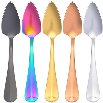 Matlagningssked set, rostfritt stål grapefruktsked, matlagning bestick slitsad sked för kiwi, efterrätt, citrusfrukt