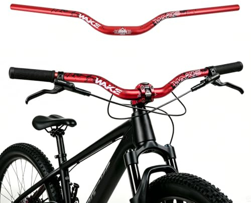 WAKE Bike Handlebar 31.8 × 720/780 mm Extra Long Wide Riser Bar Aluminum Alloy Bicycle Handlebars Riser 30/55 mm Bike Bars for Cycling MTB Mountain Road Bike (720, 55 mm - Red)