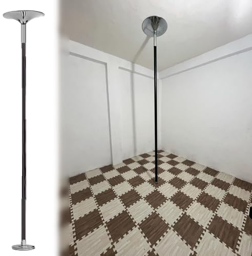 Dansstång Bärbar 45 mm Roterande Poledance-Stång för Hemma/Inomhus, Bärbar Snurrande Strippstång Som Passar i Lägenheter, Justerbar Fitnessstång i Stål, 2.7 m 3.0 m(Black,2.3-2.99 m (7.5-9.8 ft))