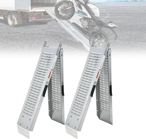 Vkechh Rampa plegable de 2 unidades, capacidad de carga de 400 kg, 190 × 22,5 × 4,5 cm, rampa de acceso para coches y coches, rampa de carga para motocicleta, cortacésped y silla de ruedas