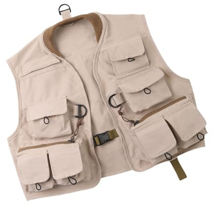 JUYAXIN Gilet da pesca a mosca per bambini gilet multi tasca all'aperto accessori attrezzi da pesca alla trota gilet da pesca multifunzionale in cotone