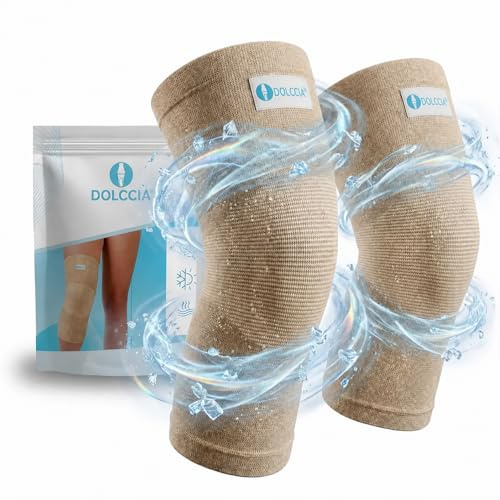 DOLCCIA Rodilleras de Compresión Verano Ultrafinas Transpirables, Frescas y Ligeras – Soporte para Rodilla, Deporte y Uso Diario (Large)