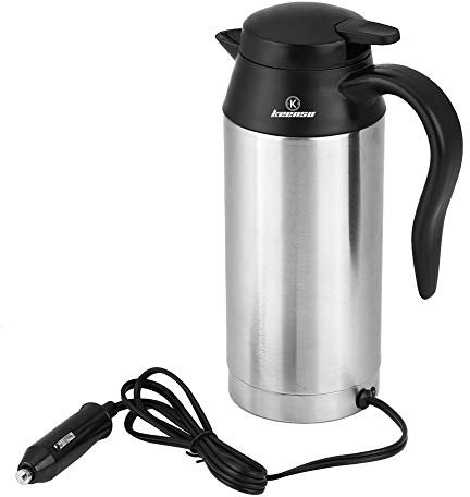 Hervidor eléctrico portátil de acero inoxidable para coche, 12 V, 750 ml, para calentar el coche, taza de agua y café, leche y té