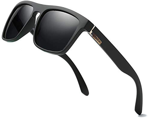 DUBERY Lunettes de soleil polarisées classiques pour homme et femme, protection 100 % UV, lunettes de soleil de conduite D731, noir/noir, 145mm